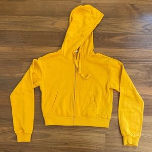 Garage Yellow Cropped Zip Up Hoodie